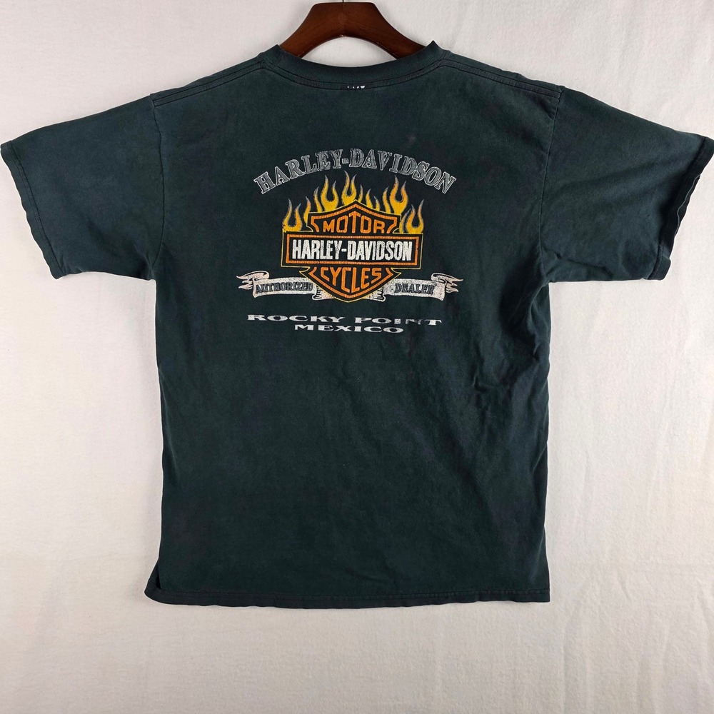 Harley-Davidson Rocky Point Mexico Graphic Tee Mens L Black Distressed Yazbek